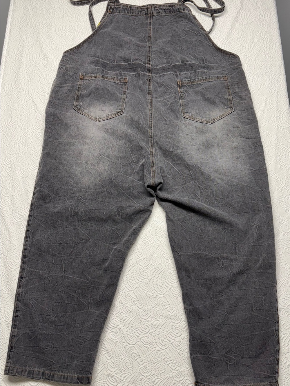 Gray Denim Overalls with Contrast Stitching - Size 2XL - Picture 9 of 10